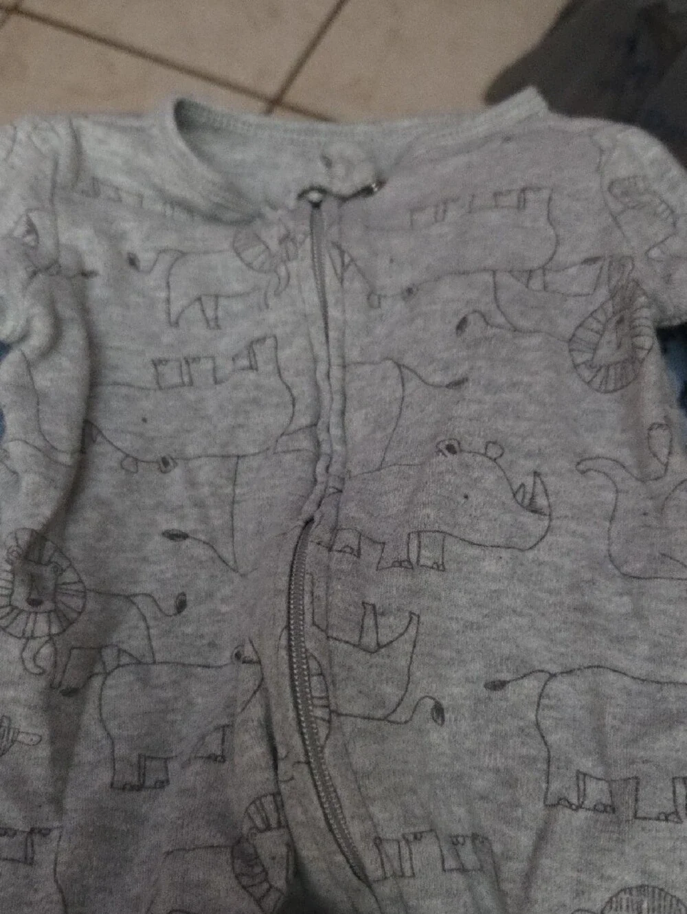 Baby Gray Elephant Print Baby One-Piece Sleeper 0-3 Months NWOT